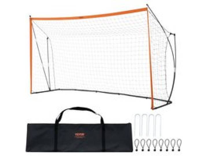 VEVOR Tragbares Fußballtor Soccertor Fußballnetz 3,66 x 1,83 m für den Garten, Übungsfußballnetz Trainingstor-Set mit Stahl-Glasfaserstruktur, Allwetter-Fußballtore mit Tragetasche, Orange