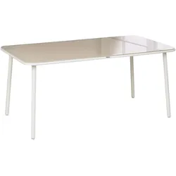 GARTENTISCH 160/90 cm Metall Hellbeige Caravino