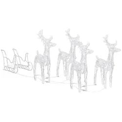 vidaXL Rentiere und Schlitten Weihnachtsdekoration 240 LEDs Acryl