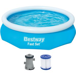 Bestway Aufstellpool 57270 Fast Set blau, rund, Luftringpool, mit Filterpumpe, Ø 305 x 76 cm