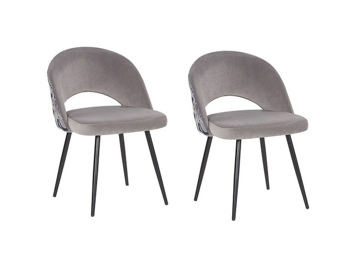 STUHL 2er-Set Samtstoff Grau Vivian