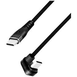 LogiLink USB-Kabel USB 2.0 USB-C® Stecker 1.00 m Schwarz Stecker 180° gedreht CU0190