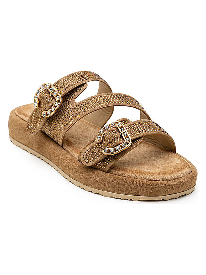 Foreverfolie Pantoletten in Camel - 36
