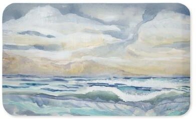 "Stupell Tranquil Watercolor Waves Printed Anti-Fatigue Floor Mat, design by Audrey Jeanne Roberts, 30""x18"""