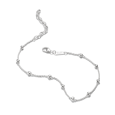 Fußkette THOMAS SABO "Fußkette Dots" Gr. 27, silber (silberfarben), Fußketten, Damen, 27, Metall