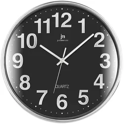 LoWell, Wanduhr, Justaminute 00816 Quarz-Wanduhr Kreis Schwarz, Chrom (35.50 cm)