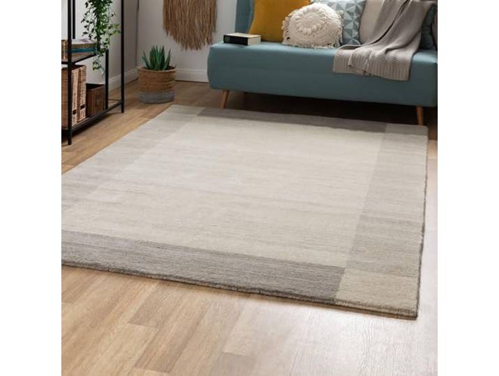 Steffensmeier Nepal Teppich Pali Wolle, Grau, Größe: 200x250 cm Kurzflor Teppich für Wohnzimmer, Ethno Look