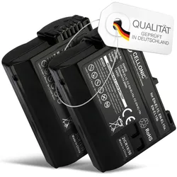 Cellonic Akku für Nikon D7500, D500, D750, D7000, D850, D7200, D7100, Z 6 II, D800 (Kamera Akku), Kamera Stromversorgung, Schwarz
