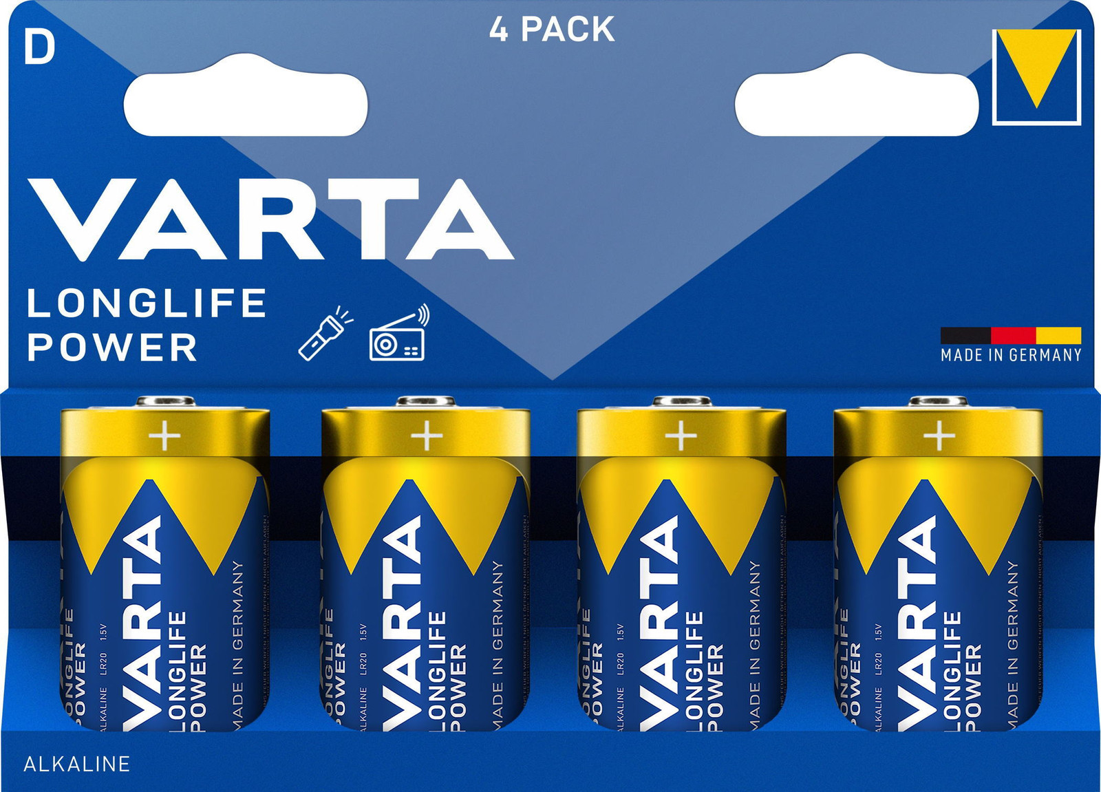 Varta Alkaline batterij Longlife Power mono D/LR20, 4 stuks