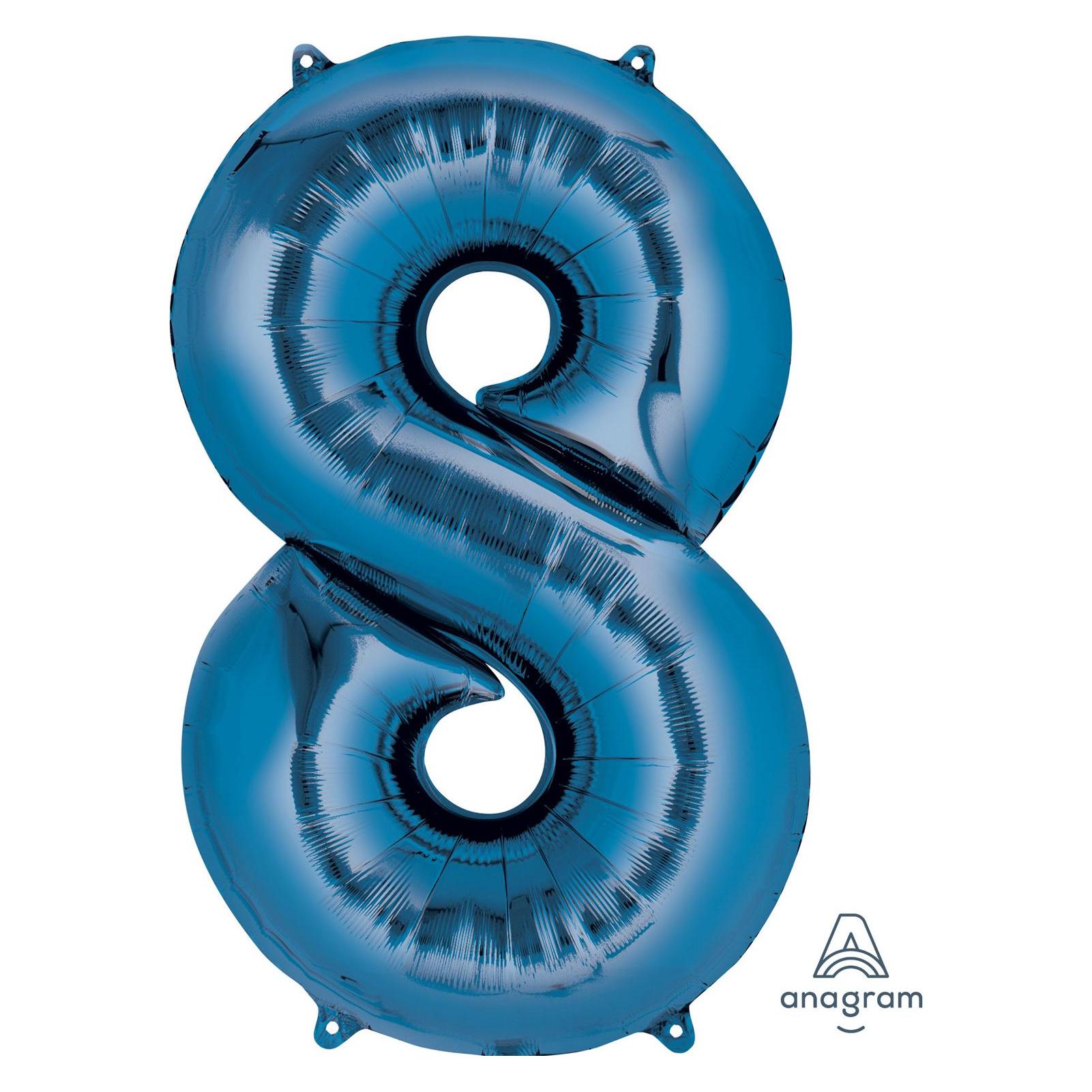 Amscan Folienballon Zahl 8 blau (5x) (9907290)