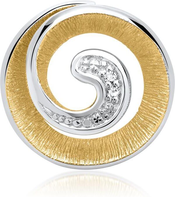 Unique 585er Weißgold-Anhänger Spirale 2 Diamanten silber-gold
