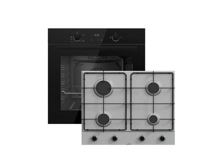 Gasline Gasherd-Set Gasline GB850-FIB Gasbackofen 69L+Gaskochfeld 60cm Edelstahl 4Brenner