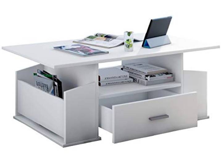 VCM Houten bijzettafel Salontafel Sofa-tafel Woonkamertafel Lade Junata Houten bijzettafel Salontafel Sofa-tafel Woonkamertafel Lade Junata Wit
