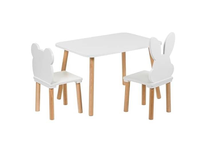PlayPals Furniture kindertisch mit 2 stühlen 50 x 70 x 47 cm kinderzimmer möbel, Kinder Tisch Stuhl Set Holz, tafel Kinder- spieltisch Baby, kindertisch mit stühle weiß…