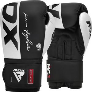 RDX-Sports Boxhandschuhe F4, schwarz, für Kinder & Erwachsene, Sparring-Handschuhe aus Kunstleder, mit Klettverschluss, 10oz
