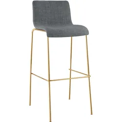 CLP Barhocker Hoover Stoff 4-Fuß Gold - Farbe: hellgrau