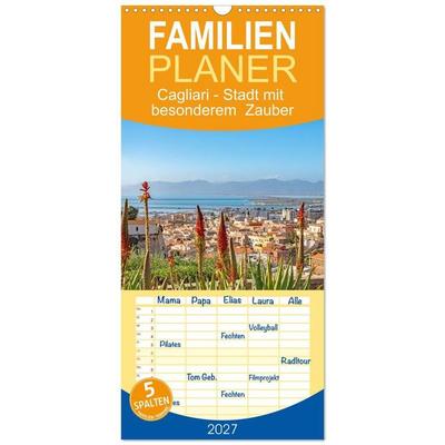 Familienplaner 2027 - Cagliari - Stadt mit besonderem Zauber mit 5 Spalten (Wandkalender, 21 x 45 cm) CALVENDO