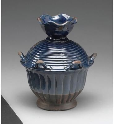Orchard Creek Designs "Harpa 11"" Ceramic Vase, Blue/Brown"