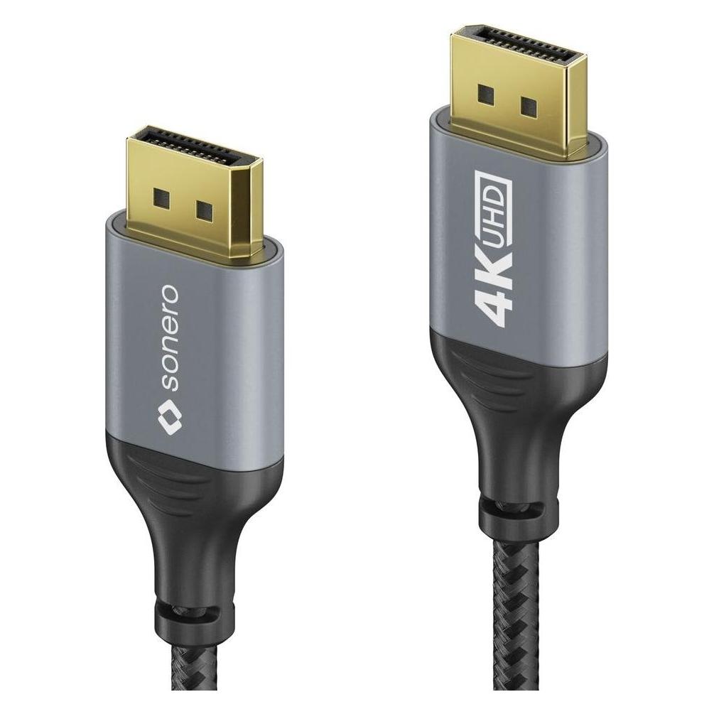 Sonero DisplayPort-Kabel, Stecker/Stecker, 4K60, grau/schwarz, 2 m (2 m) (SPC-DP100-020)