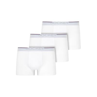 Boxer JOCKEY "Cotton Stretch", Herren, Gr. L, Single Jersey, weiß, Single Jersey, Obermaterial: 95% Baumwolle, 5% Elasthan, unifarben, Unterhosen, atmungsaktiv, passgenauer Stretch