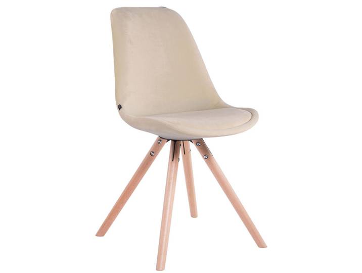 CLP Stuhl Samt Creme, Holz, 48x84x56 cm, Esszimmer, Stuhl