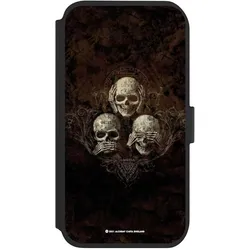 Nivocase Klapphülle für Apple iPhone 11 Handyhülle aus Kunst Leder NIVOflip schwarz Art Gothic Totenköpfe (Apple iPhone 11), Smartphone Hülle, Schwarz