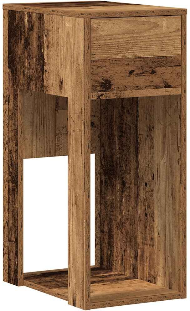 vidaXL Support de tour d'ordinateur avec tiroir vieux bois 30x44x74 cm