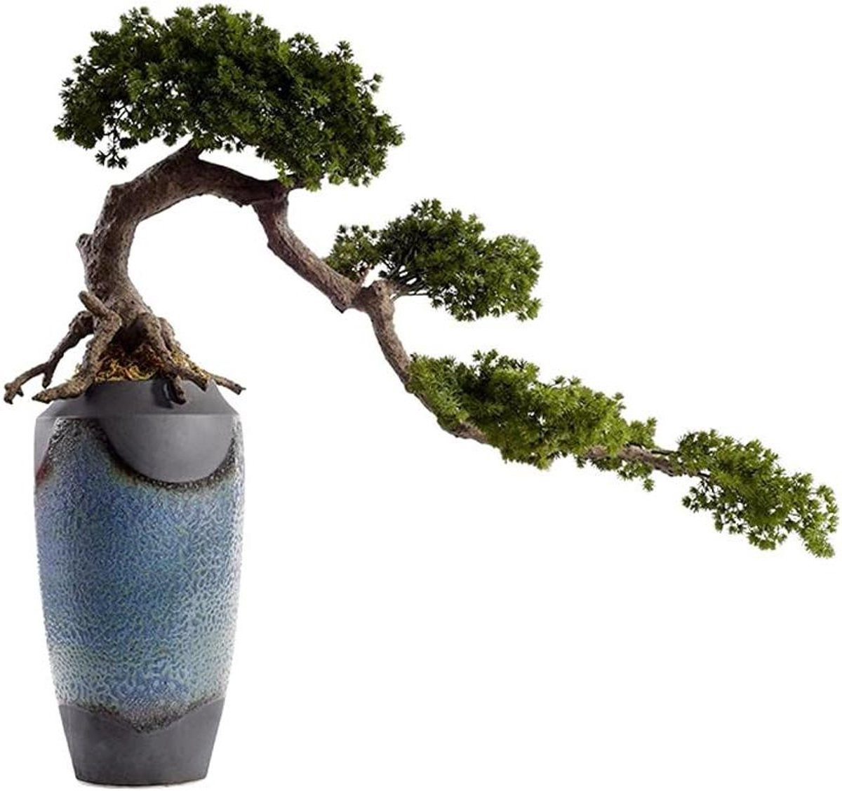 Kunstmatige Bonsai Nep Den in Keramische Pot voor Woonkamer Decoratie, Groen, Hoogte: 105 cm