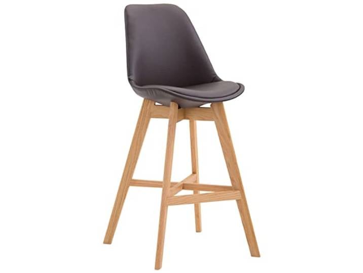 TPFLiving Barhocker Canada mit bequemer Rückenlehne und angenehmer Fußstütze - 4-Fuß Gestell Holz Natur - Sitzfläche: Kunstleder Braun