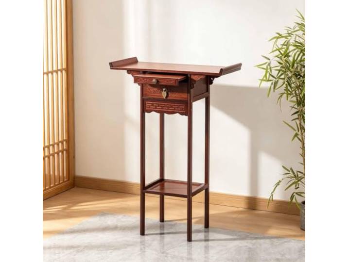 Altartisch，Buddha-Altarschrank, Meditationsaltartisch Aus Bambus,Puja-Tisch Freistehender Altartisch, Mit Schublade Und Regal, Für Gebete, Wahrsagung, Anbetung， Für Wohnzimmer, Kleine Räume