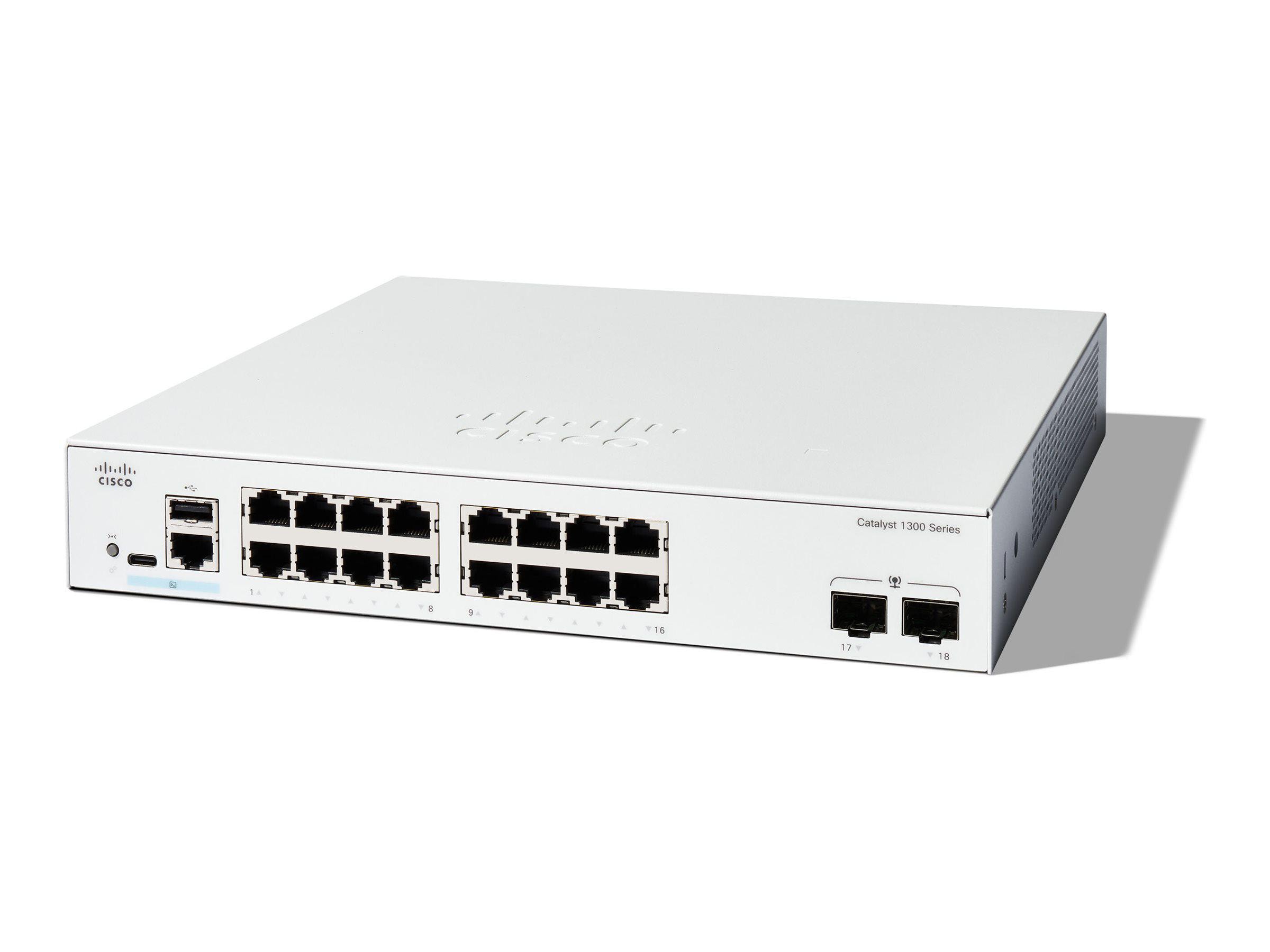 Cisco Catalyst C1300-16T-2G Rackmount GB Managed Switch 16x RJ-45, 2x SFP