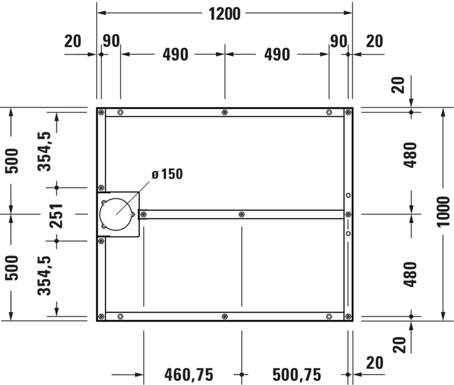 Duravit Fußgestell 120x100cm, höhenverstellbar von 8-10cm (791107000000000)