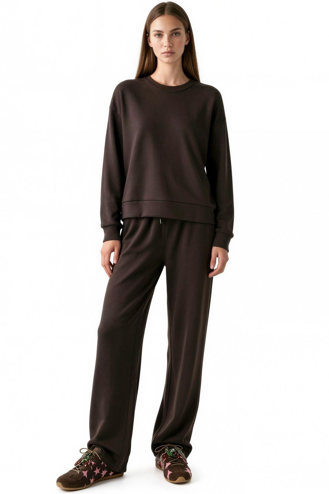Modal Touch Basic Sweatshirt & Weite Beinhose Zwei-Teile Coord Set