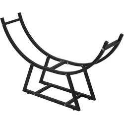 KAMINHOLZREGAL 55x94x21 cm Schwarz aus Metall Innen/Außen U-förmig