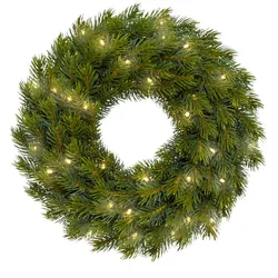 CREATIV green künstliche Pflanze Tannenkranz, 40 LED, 107 Tipps, 42 cm