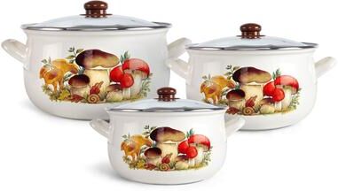 STP Goods Mushrooms Enameled Deep Casserole Set of 3