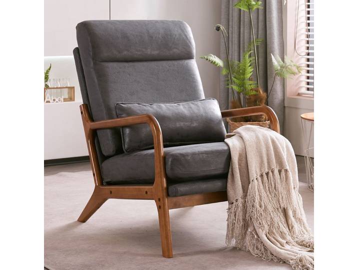 ALIGHTUP Fauteuil de Salon Fauteuil Lounge Fauteuil Relax Scandinave Dossier Haut 65×88×93cm Gris foncé