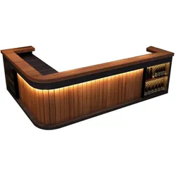 Maßanfertigung Bartresen, Eckbar, Gastronomie-Theke, Empfangstresen, Restaurant-Bar, Braun 240x60cm【Hutaohei 240 ZJ60】