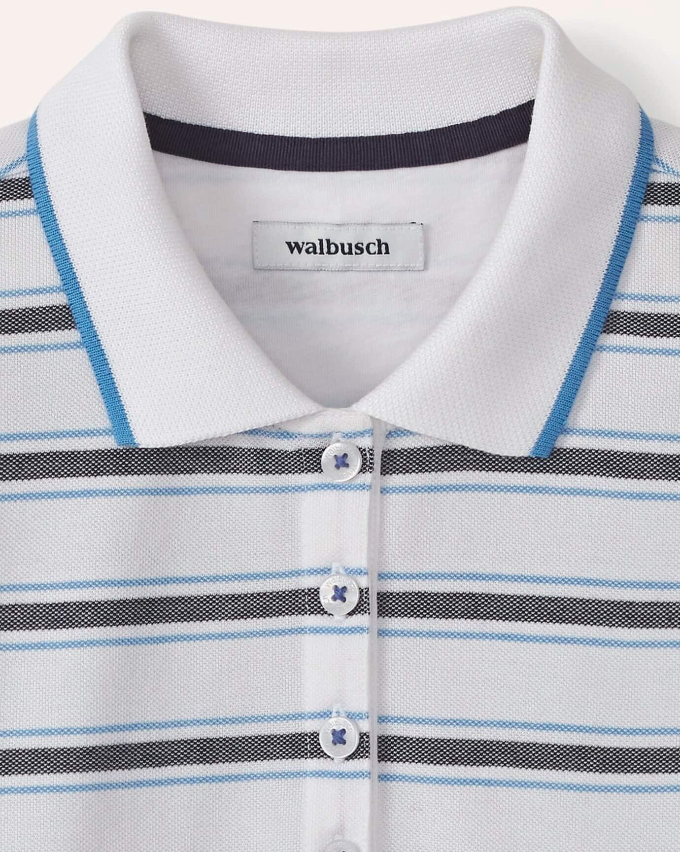 Walbusch Extraglatt Polo, normale Größen, Farbe Blau, 52, weicher Baumwollmix frische Dessins Damen