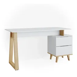VICCO Schreibtisch Nautica Computertisch Büro PC Arbeitszimmer weiß Eiche Skandi