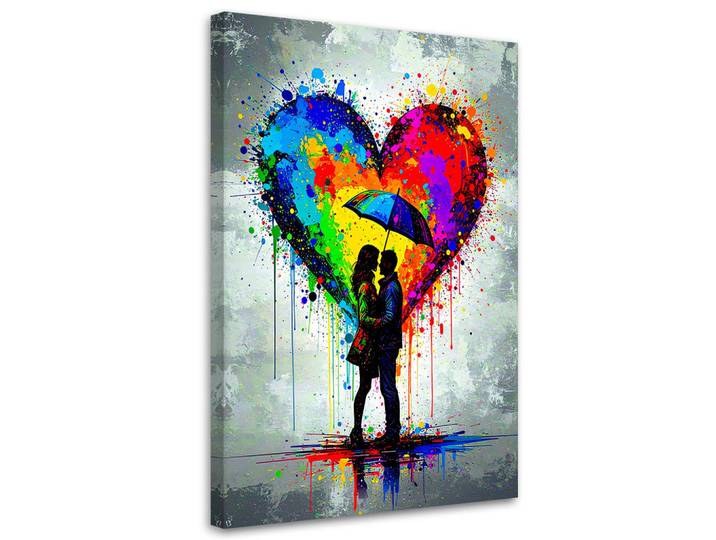 Feeby Leinwandbild Paar Liebe Herz Abstrakt 70x100cm, Mehrfarbig, Herz/Romantik, Rechteckig, 70x100 cm, Bilder & Rahmen, Bilder, Leinwandbilder