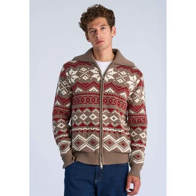 Cardigan LINDBERGH "Cardigan Comfort Fit", Herren, Gr. L, braun, Obermaterial: 100% Baumwolle, Strickjacken