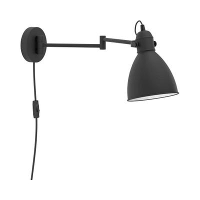 EGLO Wandleuchte "SAN PERI Wandlampe, Stahl, E27, IP20, Schlafzimmerlampe, Bürolampe", schwarz, 1, H: 21cm, 1 Stk., Leuchten, Wand-/Deckenleuchte - L13 x B30 x H21 cm - schwarz - 1X10W exkl., Wandleuchte