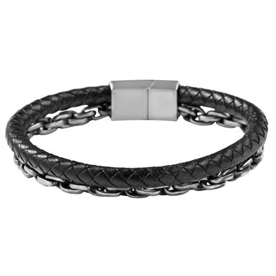 Armband ADELIA´S "Armband – Lederarmband aus Leder 23 cm", schwarz, Armbänder, Damen, 23cm, Leder, Armband, Perfekt als Geschenk zum Geburtstag