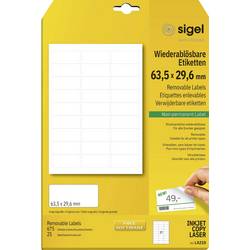 Sigel LA210 Universal-Etiketten 63.5 x 29.6 mm Papier Weiß 675 St. Wiederablösbar Tintenstrahldrucker, Laserdrucker, Farblaserdrucker, Kopierer, Farbkopierer
