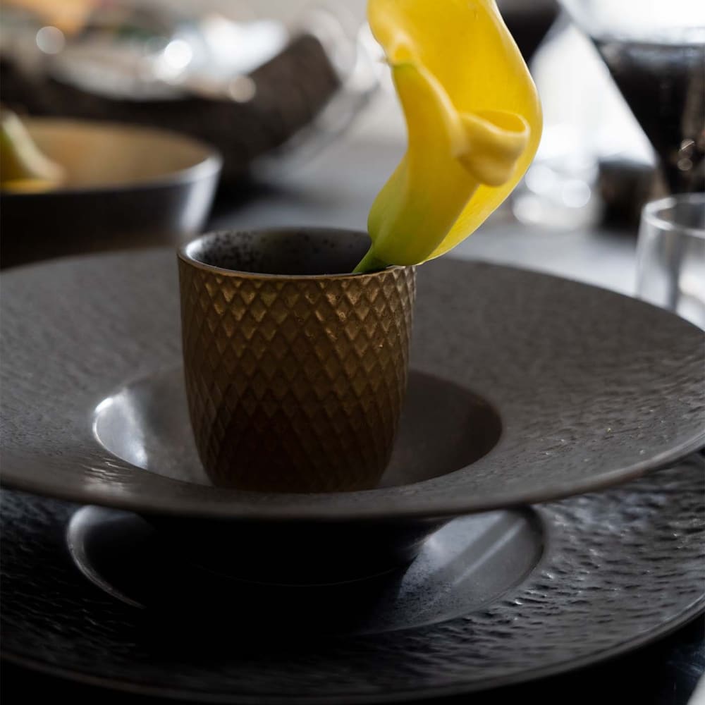 Kare Design Assiette plate en grès noir d27 - lot de 4 Noir 27x3x27cm