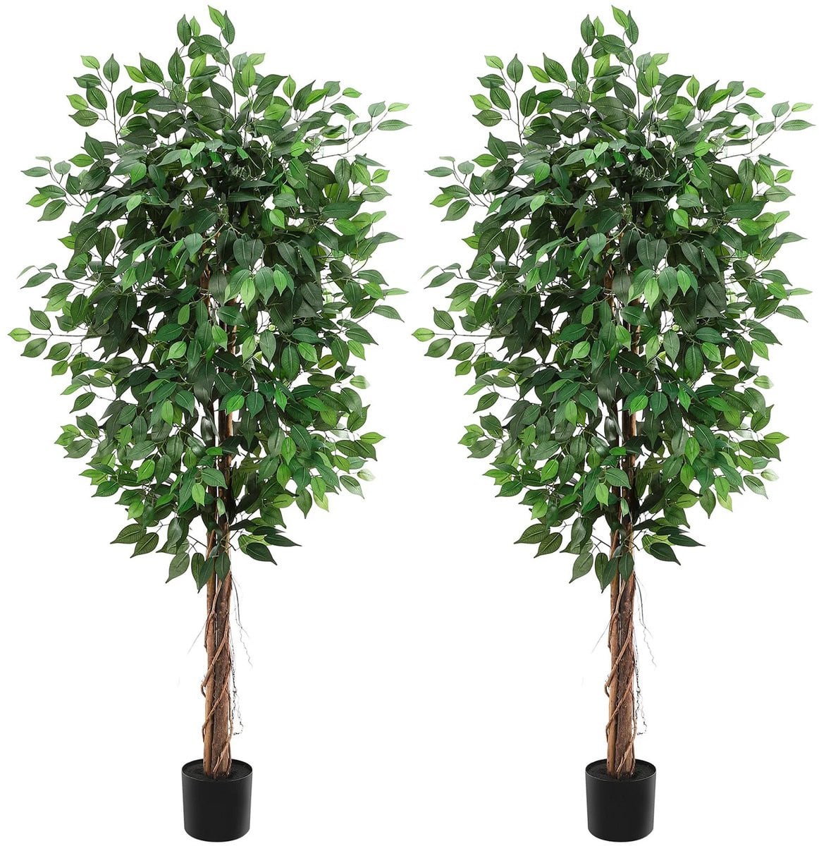 NordHaus Kunstmatige Ficus Boom - Set van 2 Onderhoudsvrije Zijden Banyan Planten - 180 cm