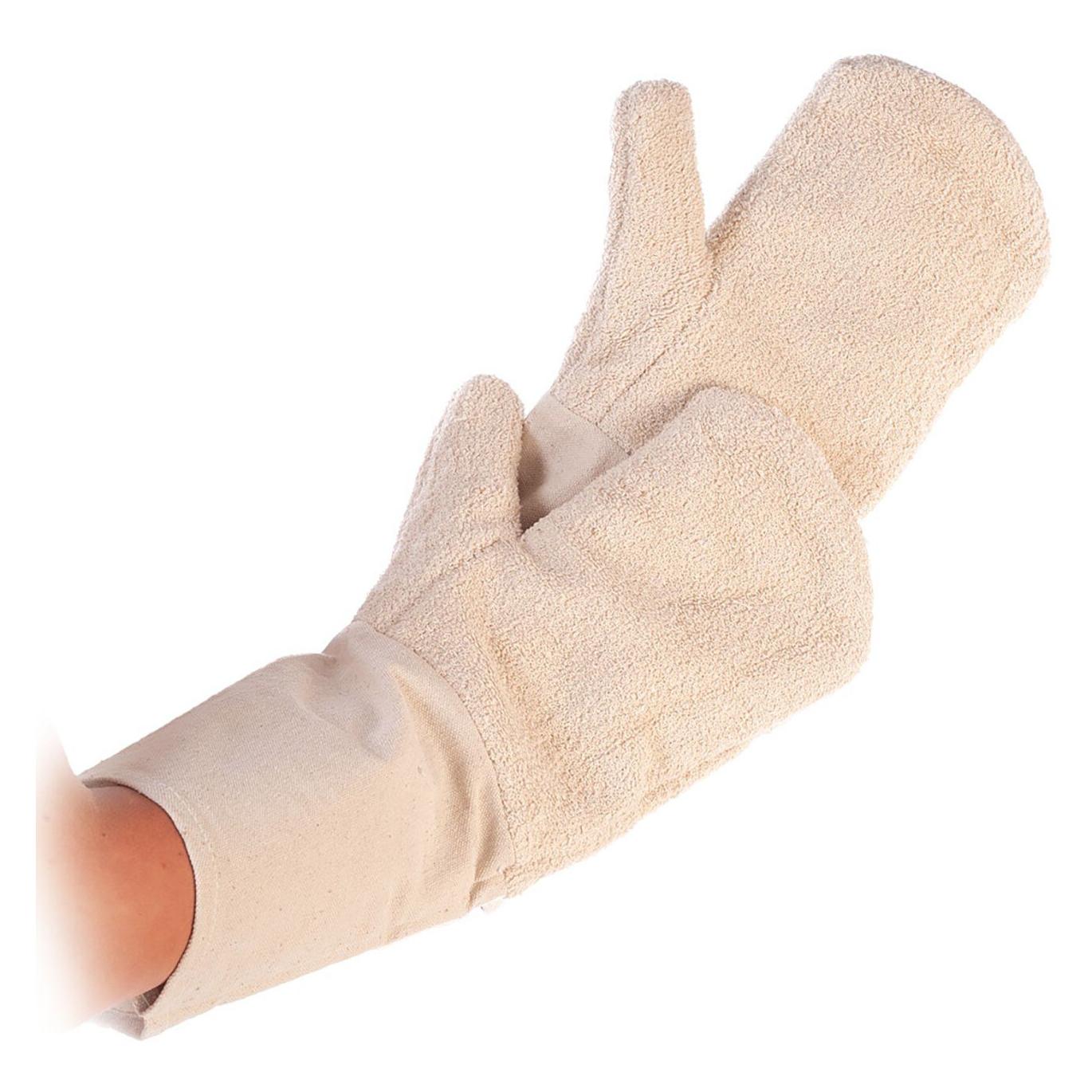 franz mensch Hygostar Backhandschuh, Fäustling lang 20 cm Stulpe, Baumwolle, Paar (Baumwolle, Frottee, Schlingengewebe) (3317)