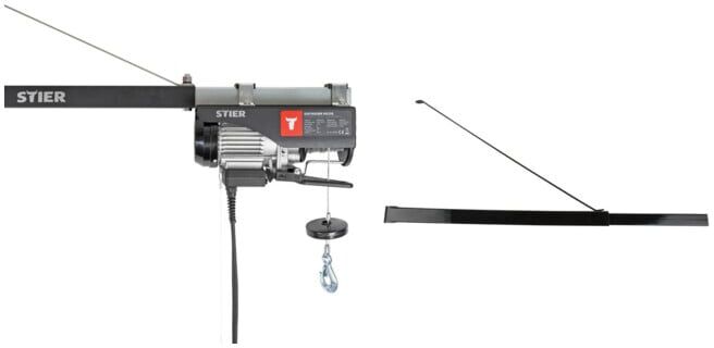 Set STIER Elektrischer Seilzug Tragkraft 250kg Leistung 500W + Schwenkarm 600 kg