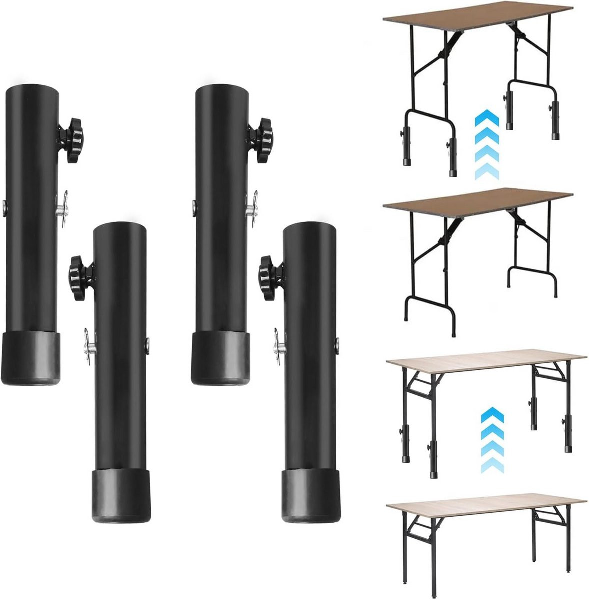 Set van 4 verstelbare tafelbeenverlengers voor verhoogde stabiliteit